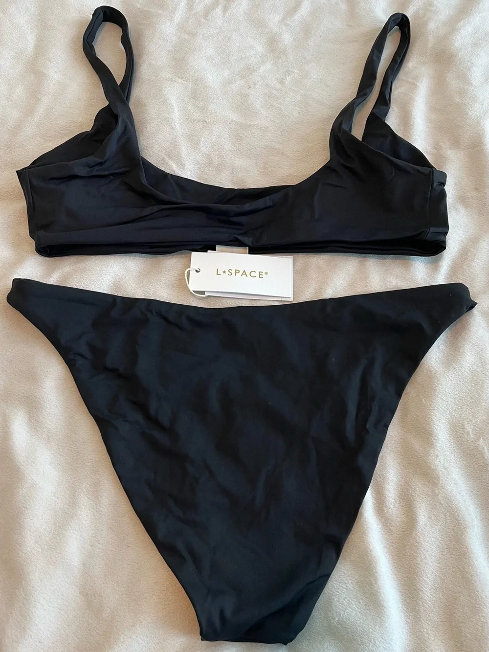 L*Space Bikini Set Prince Top & Camacho Bottom XL Black Resortwear Bathing Suit